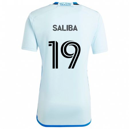 Kandiny Heren Nathan-Dylan Saliba #19 Ijsblauw Uitshirt Uittenue 2024/25 T-Shirt België