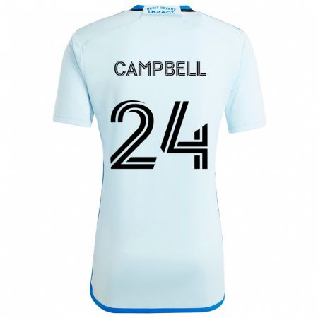 Kandiny Uomo Maglia George Campbell #24 Blu Ghiaccio Kit Gara Away 2024/25 Maglietta