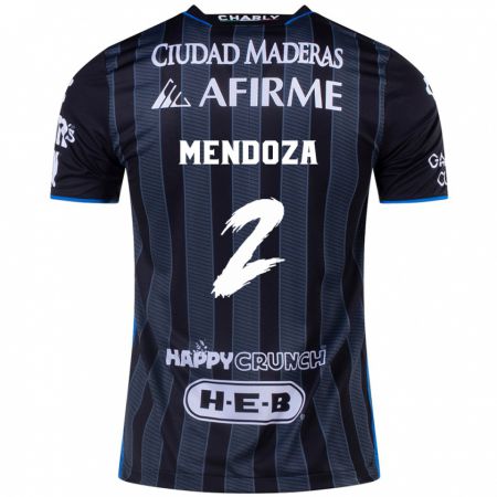 Kandiny Uomo Maglia Omar Mendoza #2 Bianco Nero Kit Gara Away 2024/25 Maglietta