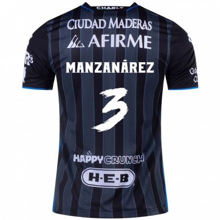 Kandiny Uomo Maglia Óscar Manzanárez #3 Bianco Nero Kit Gara Away 2024/25 Maglietta