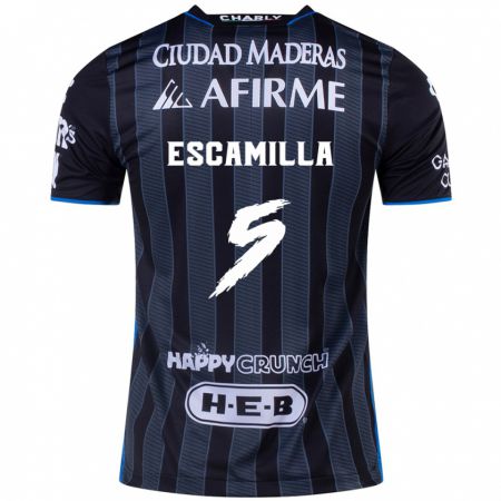 Kandiny Hombre Camiseta Kevin Escamilla #5 Blanco Negro 2ª Equipación 2024/25 La Camisa