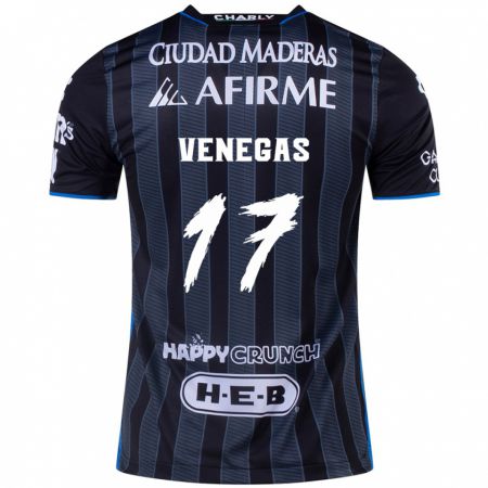 Kandiny Hombre Camiseta Francisco Venegas #17 Blanco Negro 2ª Equipación 2024/25 La Camisa