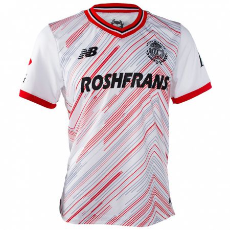 Kandiny Hombre Camiseta Juan Escobar #0 Blanco Rojo 2ª Equipación 2024/25 La Camisa