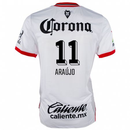 Kandiny Uomo Maglia Maximiliano Araújo #11 Bianco Rosso Kit Gara Away 2024/25 Maglietta