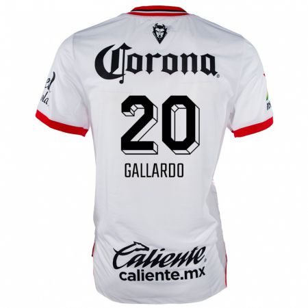 Kandiny Uomo Maglia Jesús Gallardo #20 Bianco Rosso Kit Gara Away 2024/25 Maglietta