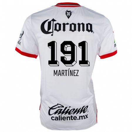 Kandiny Uomo Maglia Kevin Martínez #191 Bianco Rosso Kit Gara Away 2024/25 Maglietta