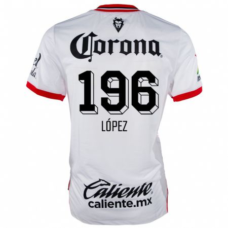 Kandiny Hombre Camiseta Ethan López #196 Blanco Rojo 2ª Equipación 2024/25 La Camisa