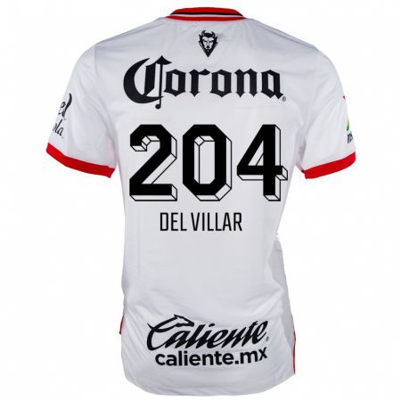 Kandiny Uomo Maglia Everardo Del Villar #204 Bianco Rosso Kit Gara Away 2024/25 Maglietta