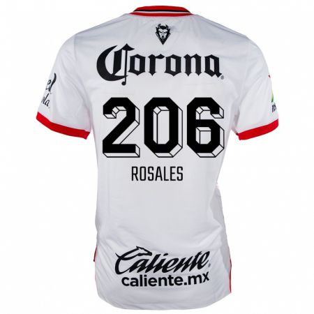 Kandiny Hombre Camiseta Santiago Rosales #206 Blanco Rojo 2ª Equipación 2024/25 La Camisa