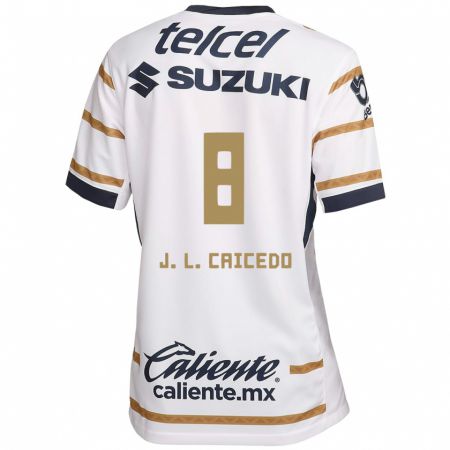 Kandiny Mujer Camiseta José Caicedo #8 Obsidiana Blanca 1ª Equipación 2024/25 La Camisa México