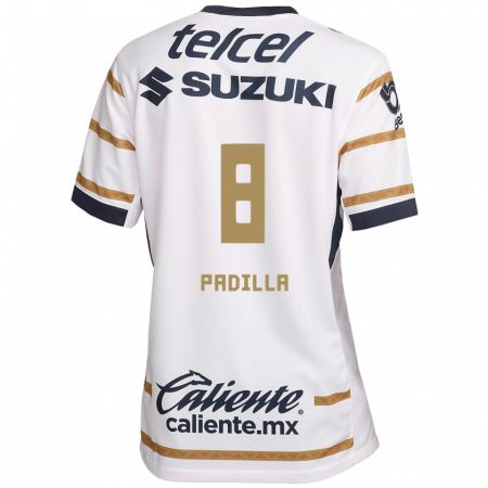 Kandiny Mujer Camiseta Dania Padilla #8 Obsidiana Blanca 1ª Equipación 2024/25 La Camisa México