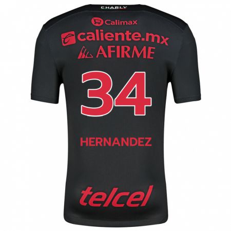 Kandiny Mujer Camiseta Kimberly Hernández #34 Negro Rojo 1ª Equipación 2024/25 La Camisa