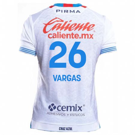 Kandiny Donna Maglia Carlos Vargas #26 Bianco Blu Kit Gara Away 2024/25 Maglietta