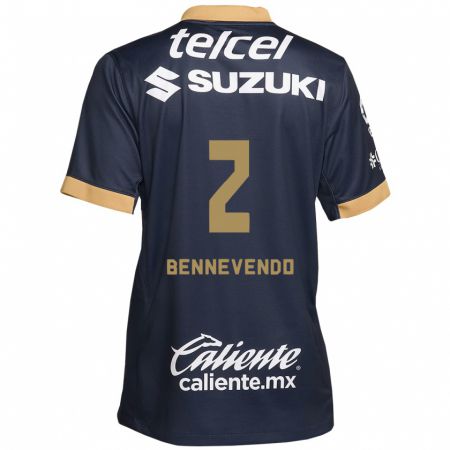 Kandiny Dames Pablo Bennevendo #2 Obsidiaan Goud Wit Uitshirt Uittenue 2024/25 T-Shirt