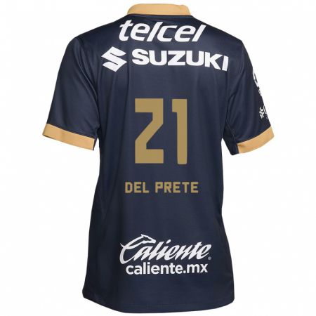 Kandiny Dames Gustavo Del Prete #21 Obsidiaan Goud Wit Uitshirt Uittenue 2024/25 T-Shirt