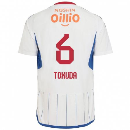 Kandiny Mujer Camiseta Yuma Tokuda #6 Blanco Azul Rojo 2ª Equipación 2024/25 La Camisa