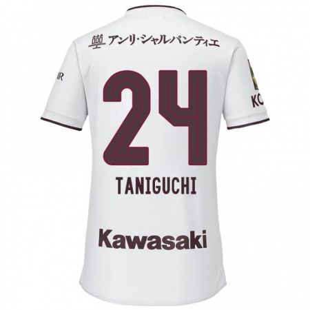 Kandiny Dames Hiroto Taniguchi #24 Wit Rood Uitshirt Uittenue 2024/25 T-Shirt