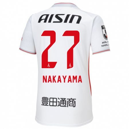 Kandiny Donna Maglia Katsuhiro Nakayama #27 Bianco Giallo Rosso Kit Gara Away 2024/25 Maglietta