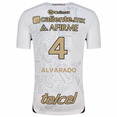 Kandiny Mujer Camiseta Mónica Alvarado #4 Blanco Negro 2ª Equipación 2024/25 La Camisa