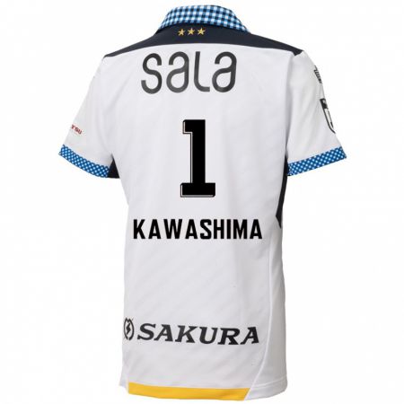 Kandiny Donna Maglia Eiji Kawashima #1 Bianco Nero Kit Gara Away 2024/25 Maglietta