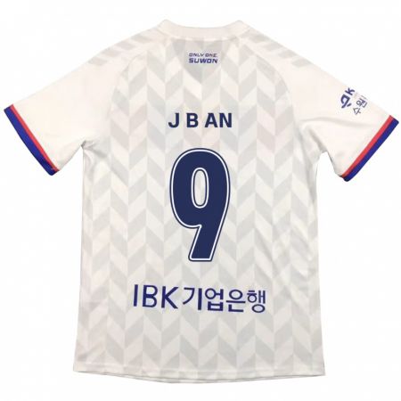 Kandiny Mujer Camiseta Byong-Jun An #9 Blanco Azul 2ª Equipación 2024/25 La Camisa México