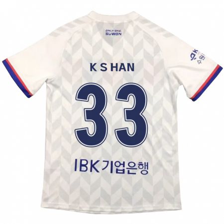 Kandiny Dames Sang-Kyu Han #33 Wit Blauw Uitshirt Uittenue 2024/25 T-Shirt