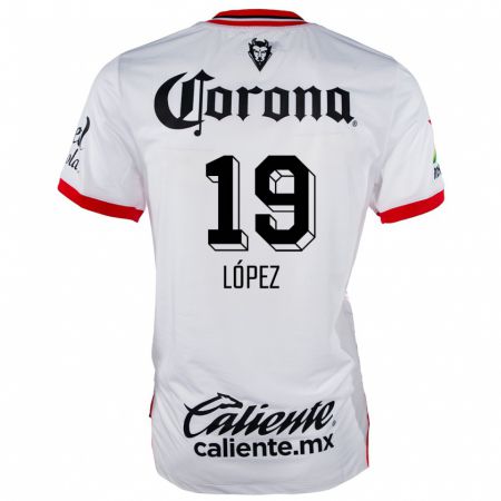 Kandiny Mujer Camiseta Iván López #19 Blanco Rojo 2ª Equipación 2024/25 La Camisa México