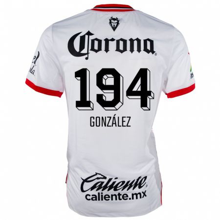 Kandiny Mujer Camiseta Cristopher González #194 Blanco Rojo 2ª Equipación 2024/25 La Camisa