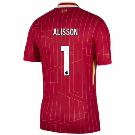 Kandiny Kinderen Alisson #1 Rood Geel Wit Thuisshirt Thuistenue 2024/25 T-Shirt