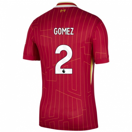 Kandiny Niño Camiseta Joe Gomez #2 Rojo Amarillo Blanco 1ª Equipación 2024/25 La Camisa