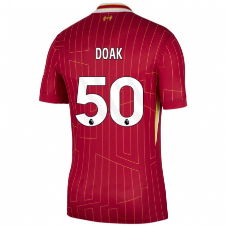 Kandiny Kinderen Ben Doak #50 Rood Geel Wit Thuisshirt Thuistenue 2024/25 T-Shirt