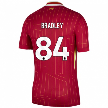 Kandiny Niño Camiseta Conor Bradley #84 Rojo Amarillo Blanco 1ª Equipación 2024/25 La Camisa