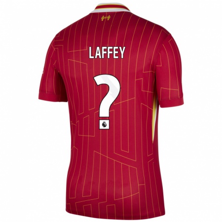 Kandiny Niño Camiseta Michael Laffey #0 Rojo Amarillo Blanco 1ª Equipación 2024/25 La Camisa