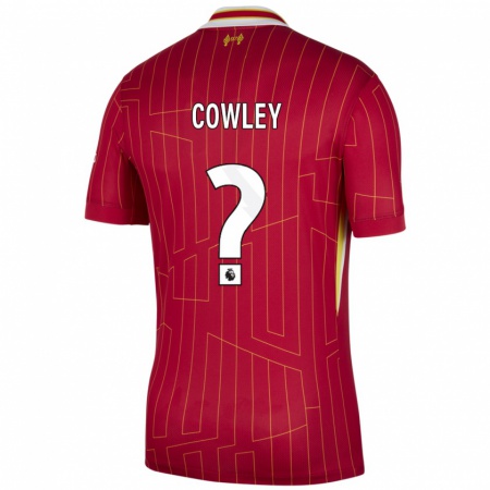 Kandiny Niño Camiseta Ryan Cowley #0 Rojo Amarillo Blanco 1ª Equipación 2024/25 La Camisa