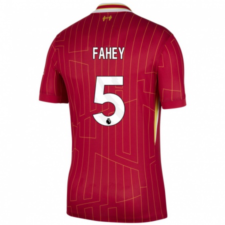 Kandiny Kinderen Niamh Fahey #5 Rood Geel Wit Thuisshirt Thuistenue 2024/25 T-Shirt