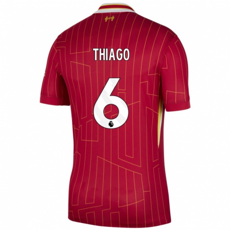 Kandiny Kinderen Thiago #6 Rood Geel Wit Thuisshirt Thuistenue 2024/25 T-Shirt