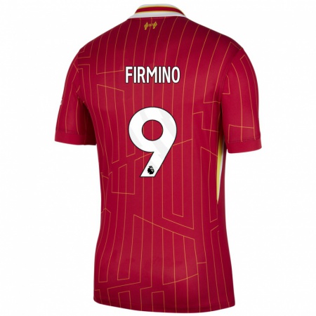 Kandiny Niño Camiseta Roberto Firmino #9 Rojo Amarillo Blanco 1ª Equipación 2024/25 La Camisa