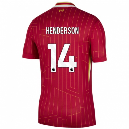 Kandiny Kinderen Henderson #14 Rood Geel Wit Thuisshirt Thuistenue 2024/25 T-Shirt