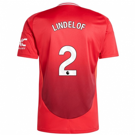 Kandiny Kinderen Victor Lindelöf #2 Felrood Thuisshirt Thuistenue 2024/25 T-Shirt