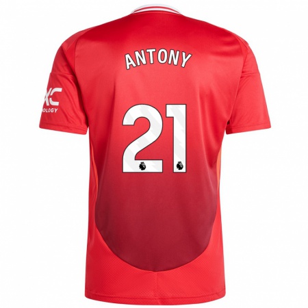 Kandiny Kinderen Antony #21 Felrood Thuisshirt Thuistenue 2024/25 T-Shirt