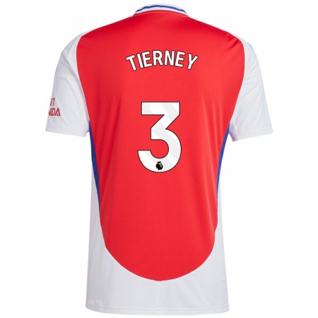 Kandiny Kinderen Kieran Tierney #3 Rood Wit Thuisshirt Thuistenue 2024/25 T-Shirt