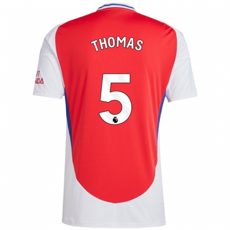 Kandiny Kinderen Thomas Partey #5 Rood Wit Thuisshirt Thuistenue 2024/25 T-Shirt