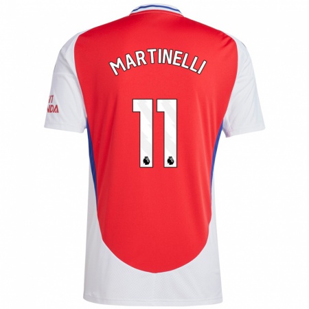 Kandiny Kinderen Gabriel Martinelli #11 Rood Wit Thuisshirt Thuistenue 2024/25 T-Shirt