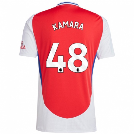 Kandiny Bambino Maglia Osman Kamara #48 Rosso Bianco Kit Gara Home 2024/25 Maglietta