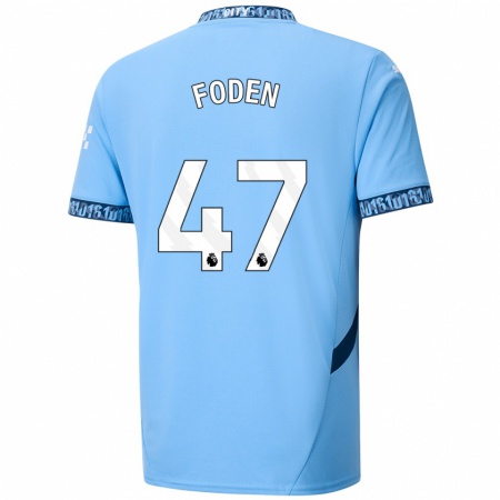 Kandiny Kinderen Phil Foden #47 Marineblauw Thuisshirt Thuistenue 2024/25 T-Shirt