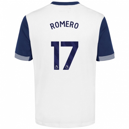 Kandiny Kinderen Cristian Romero #17 Wit Blauw Thuisshirt Thuistenue 2024/25 T-Shirt