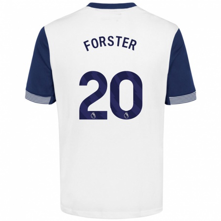 Kandiny Kinderen Fraser Forster #20 Wit Blauw Thuisshirt Thuistenue 2024/25 T-Shirt