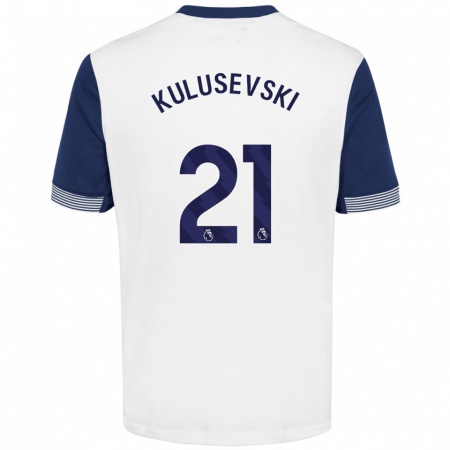 Kandiny Kinderen Dejan Kulusevski #21 Wit Blauw Thuisshirt Thuistenue 2024/25 T-Shirt