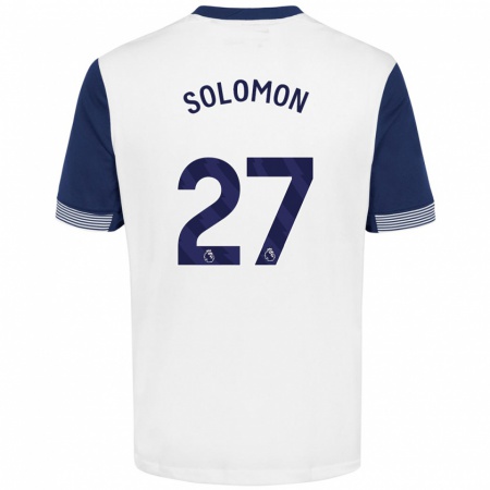 Kandiny Kinderen Manor Solomon #27 Wit Blauw Thuisshirt Thuistenue 2024/25 T-Shirt