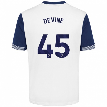 Kandiny Kinderen Alfie Devine #45 Wit Blauw Thuisshirt Thuistenue 2024/25 T-Shirt